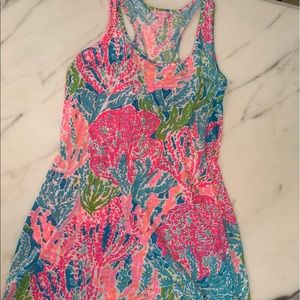 Lilly Pulitzer Pink Blue Green Coral-Print Racerback Mini Dress